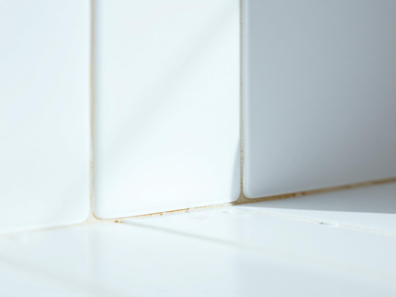 Fresh, clean tile grout in bright natural light